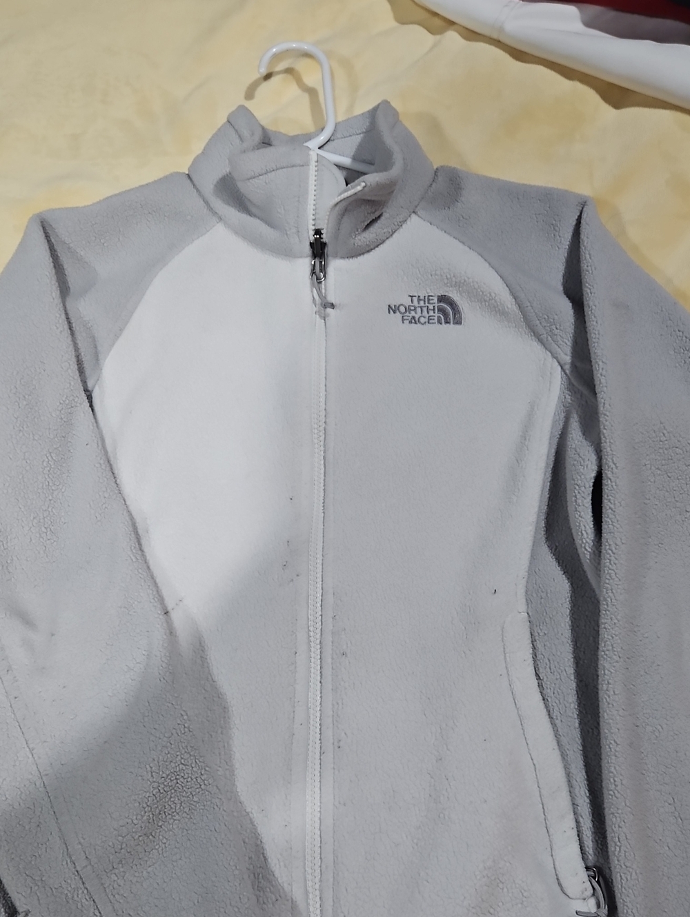 The North Face Light Gray & White Fleece Jacket - Full Zip